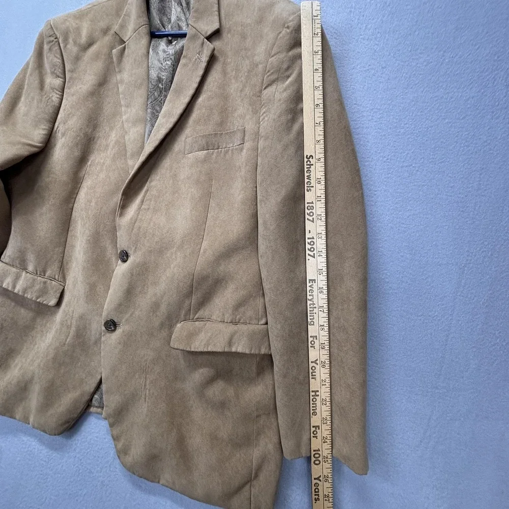 Chaps Blazer Mens 44R Tan Faux Suede Sport Coat 2 Button Notch Lapel Paisley - Picture 6 of 11